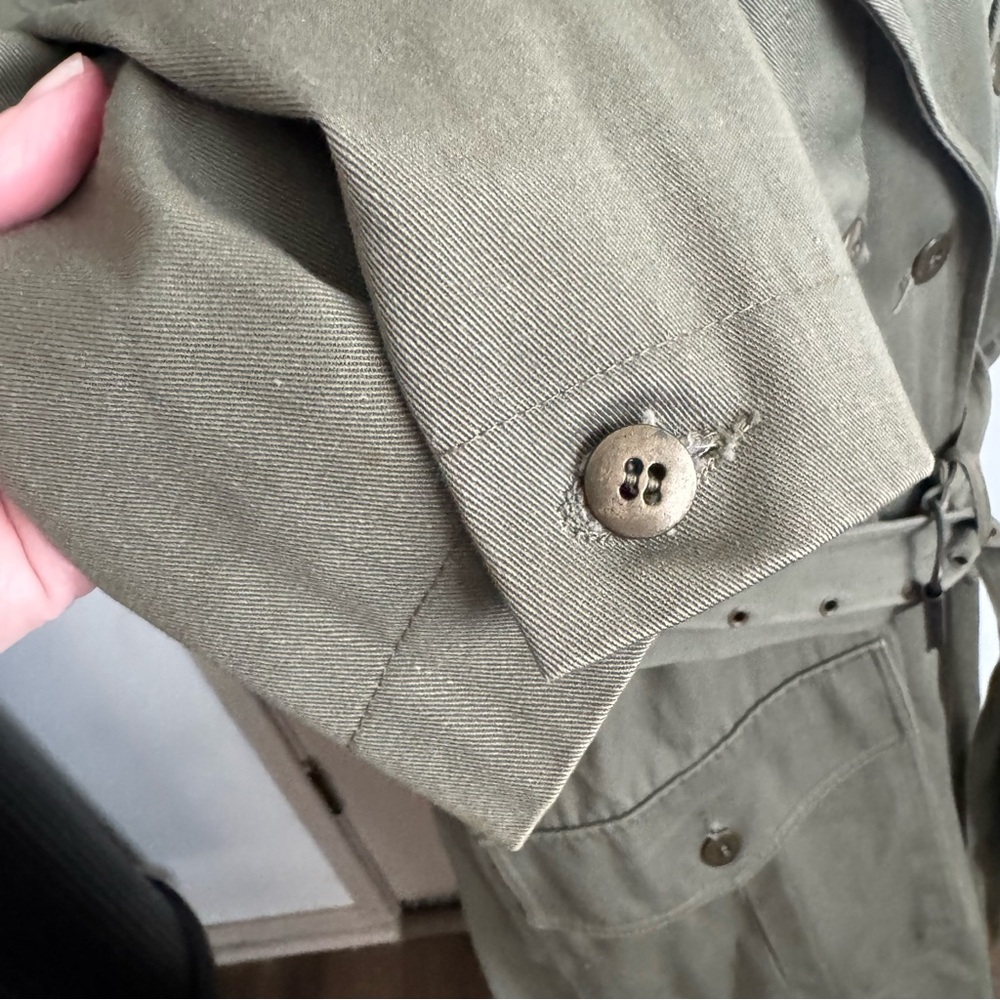Vintage Olive Green Trench Coat UNISEX - Picture 5 of 9